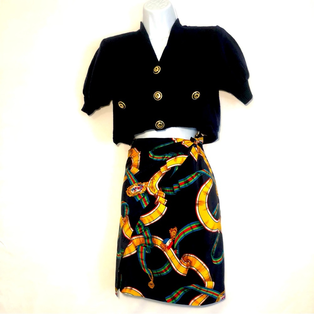 Ellen Tracy 100% Silk True-Wrap Skirt Size P